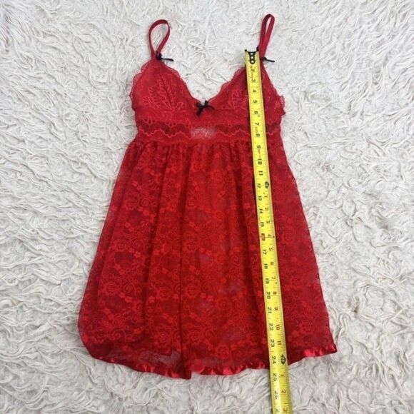 Carrie Amber Women's Intimates Red Laced Cami Slip Sweetheart Dress Size Medium - Picture 6 of 10